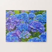 Blauwe Hydrangea Bloemen Bloemen Bloemen Waterverf Legpuzzel (Horizontaal)