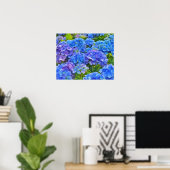 Blauwe Hydrangea Bloemen Bloemen Bloemen Waterverf Poster (Thuiskantoor)