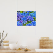 Blauwe Hydrangea Bloemen Bloemen Bloemen Waterverf Poster (Keuken)