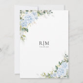 Blauwe Hydrangea Bloemen Bruidsdouche Uitnodiging (Achterkant)