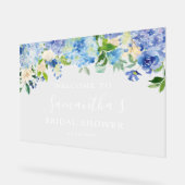 Blauwe Hydrangea Bloemen Bruidsdouche Welkom Acryl Bord (Hoek)