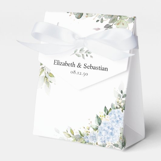 Blauwe Hydrangea Bloemen Bruiloft Favor Doos Bedankdoosjes (Voorkant Zijde)