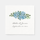 Blauwe Hydrangea Bloemen Bruiloft Papier Servet (Voorkant)