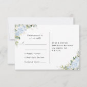 Blauwe Hydrangea Bloemen Bruiloft RSVP Kaart (Achterkant)