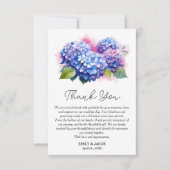 Blauwe Hydrangea Bloemen Bruiloft Thema Bedankkaart (Voorkant)