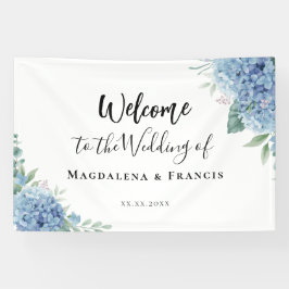 Blauwe Hydrangea bloemen bruiloft welkom Spandoek