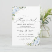 Blauwe Hydrangea Bloemen Bruiloftsinvitation Kaart (Staand voorkant)