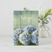 Blauwe Hydrangea bloemen dank u de Schrift Bedankkaart (Staand voorkant)