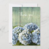 Blauwe Hydrangea bloemen dank u de Schrift Bedankkaart (Voorkant)