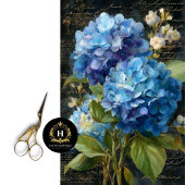 Blauwe Hydrangea Bloemen Decoupage Tissuepapier