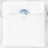 blauwe Hydrangea bloemen Doop Ronde Sticker (Tas)