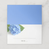 Blauwe Hydrangea Bloemen Huwelijk Gevouwen Plaatskaartje (Buitenkant ongevouwen)