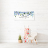 Blauwe Hydrangea Bloemen Huwelijksfeest Evenement Spandoek (Insitu)