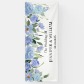 Blauwe Hydrangea Bloemen Huwelijksfeest Evenement Spandoek (Verticaal)
