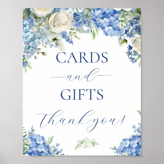 Blauwe Hydrangea Bloemen Kaarten en Geschenken Par Poster (Voorkant)