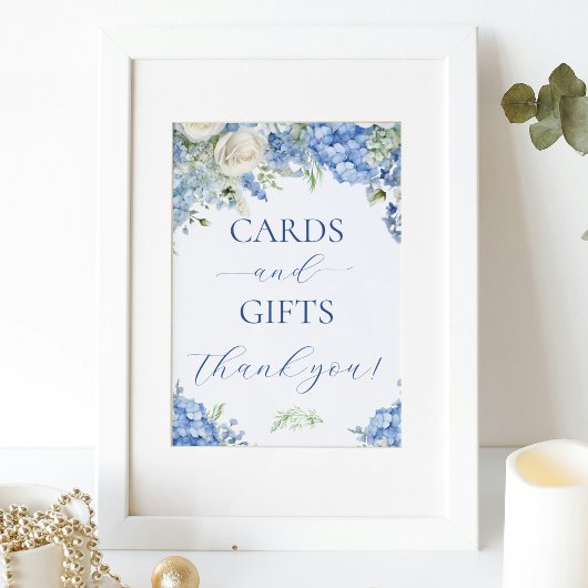 Blauwe Hydrangea Bloemen Kaarten en Geschenken Par Poster