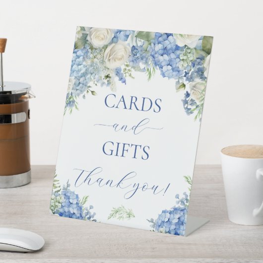 Blauwe Hydrangea Bloemen Kaarten en Geschenken Par Reclamebord Met Voetstuk (Insitu)