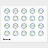Blauwe Hydrangea Bloemen Krans Bruids Brunch Ronde Sticker (Vel)