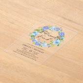 Blauwe Hydrangea Bloemen Krans Repetitie Lunch Acryl Uitnodigingen (Laagn)