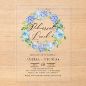 Blauwe Hydrangea Bloemen Krans Repetitie Lunch Acryl Uitnodigingen (Voorkant)