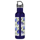 Blauwe Hydrangea Bloemen Kunst Waterfles (Achterkant)
