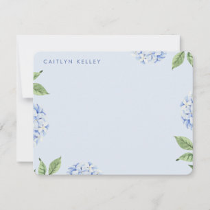 Blauwe Hydrangea Bloemen Lichtblauw Custom Flat Notitiekaartje
