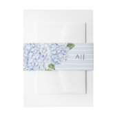 Blauwe Hydrangea Bloemen met Stripes Gepersonalise Uitnodigingen Wikkel (Voorkant Voorbeeld)