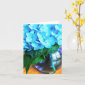 Blauwe Hydrangea bloemen NoteCard Kaart (Gele Bloem)