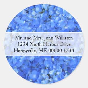 Blauwe Hydrangea Bloemen Ronde retour adreslabels Ronde Sticker