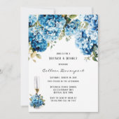 Blauwe Hydrangea Bloemen Vlinder Brunch & Bubbly Kaart (Voorkant)