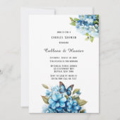 Blauwe Hydrangea Bloemen Vlinder Koppels Douche Kaart (Voorkant)