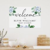 Blauwe Hydrangea Bloemen Welkom Teken Poster (Keuken)