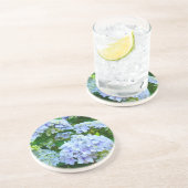 Blauwe Hydrangea bloemen zandsteen onderzetters (Zijkant)