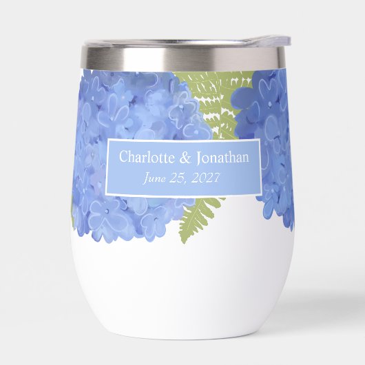 Blauwe Hydrangea Bloemenbruiloft Gepersonaliseerde (Links)