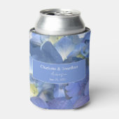 Blauwe Hydrangea Bloemenbruiloft Gepersonaliseerde Blikjeskoeler (Blikje Voorkant)