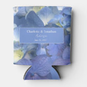 Blauwe Hydrangea Bloemenbruiloft Gepersonaliseerde Blikjeskoeler (Voorkant)
