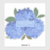 Blauwe Hydrangea Bloemenbruiloft Gepersonaliseerde Sticker (Vel)