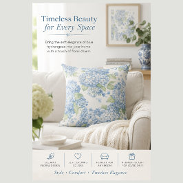 Blauwe Hydrangea Bloemengeworfkussen | Elegante Ku Kussen