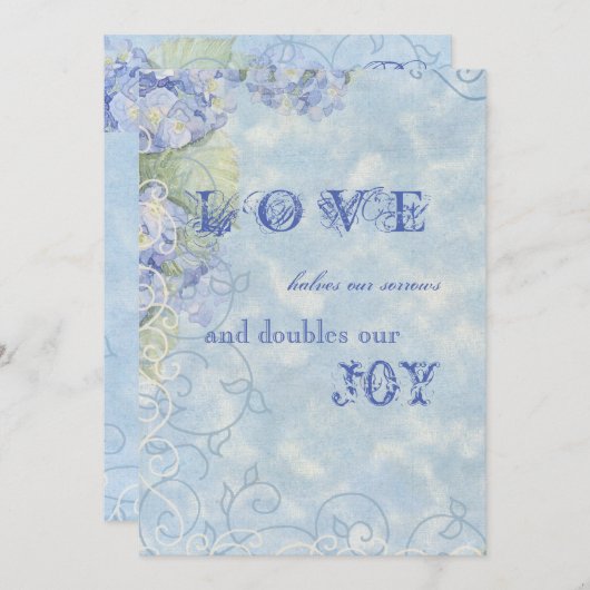 Blauwe Hydrangea Bloemenwervelingen - Uitnodiging  (Voorkant / Achterkant)