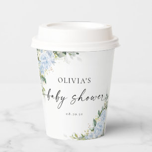 Blauwe Hydrangea Bloemige Baby Shower Papieren Bek Bekers
