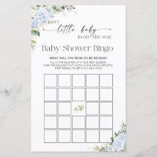 Blauwe Hydrangea Bloemige Baby Shower Spel Bingo