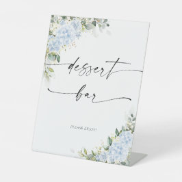Blauwe Hydrangea Bloemrijke Baby Shower Dessert Ba Reclamebord Met Voetstuk
