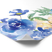 Blauwe Hydrangea Bloemrijke Chic Bruidsdouche Bord Poster (Hoek)