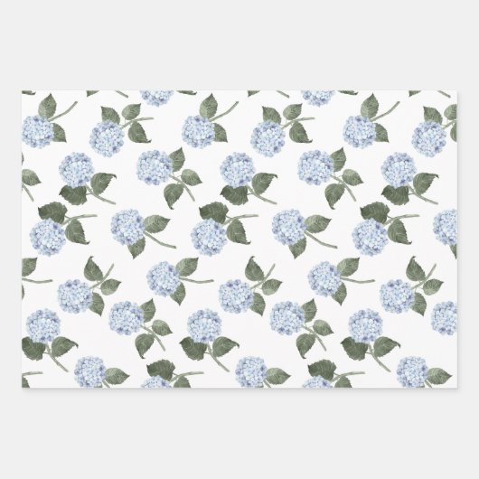Blauwe Hydrangea Bloom Bloemen Inpakpapier Vel (Voorkant 2)