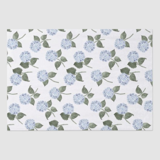 Blauwe Hydrangea Bloom Bloemen Tissuepapier (Voorkant)