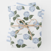 Blauwe Hydrangea Bloom Floral Set Inpakpapier Vel (In situ)