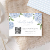 Blauwe Hydrangea Bloom QR Code Kalligrafie Beantwo RSVP Kaartje