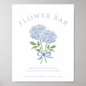 Blauwe Hydrangea Blooms Boeket Bloemenbar Poster (Voorkant)