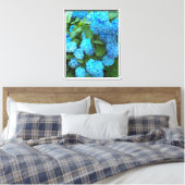Blauwe hydrangea Blooms Floral Canvas Afdruk (Insitu (Slaapkamer))