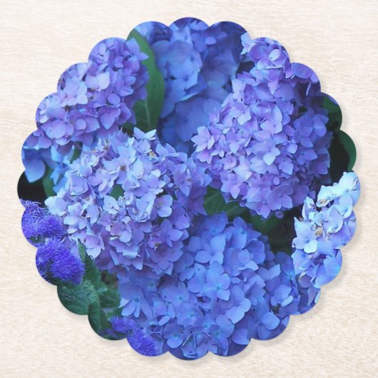 Blauwe hydrangea Blooms Floral Kartonnen Onderzetters (Voorkant)